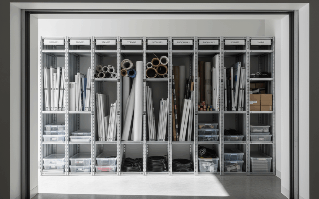 Organizing Promotional Banners and Marketing Materials in a Storage Unit