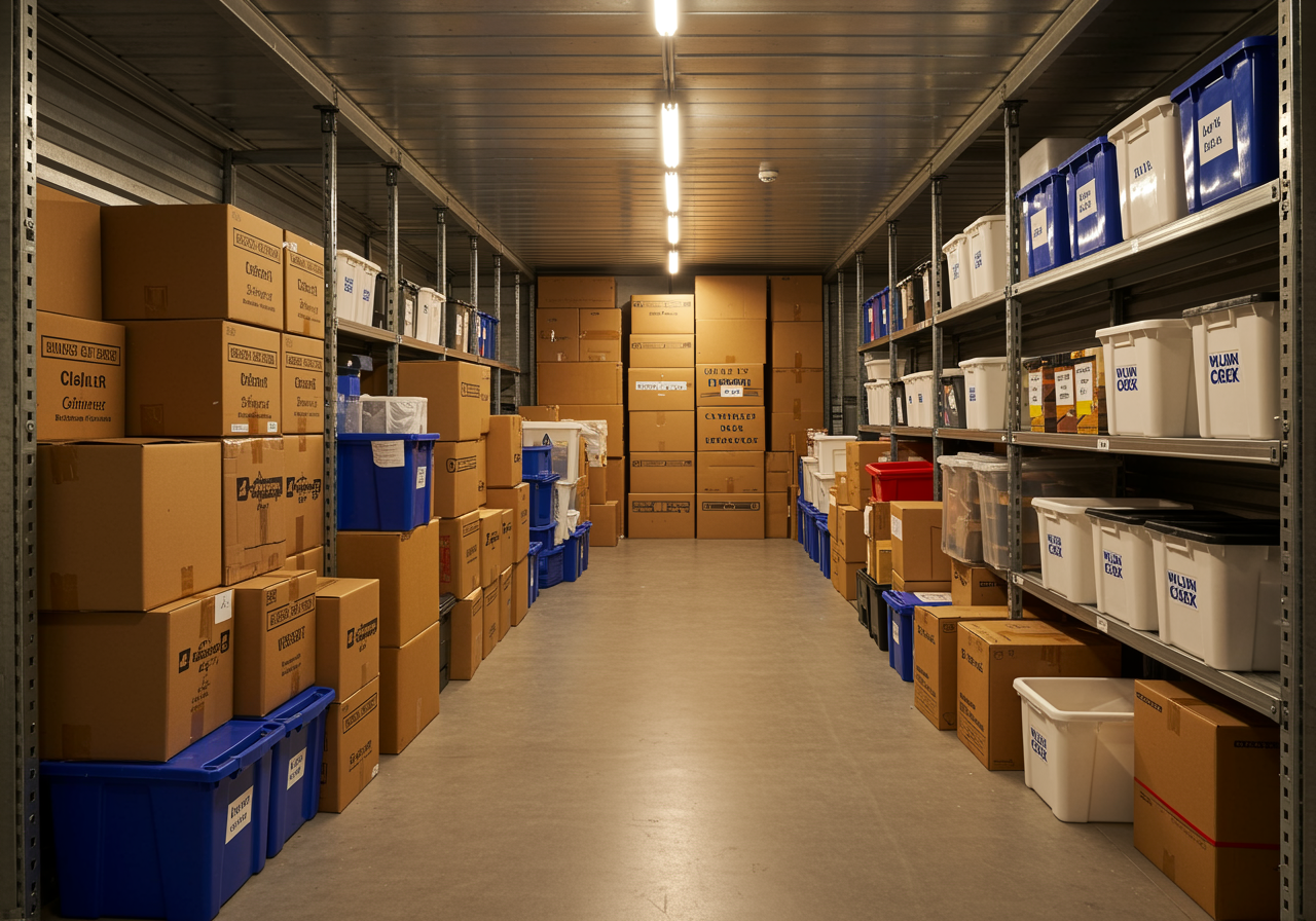 Firefly_Imagen_A photorealistic interior shot of a large, perfectly organized 100sqft storage unit f 673389
